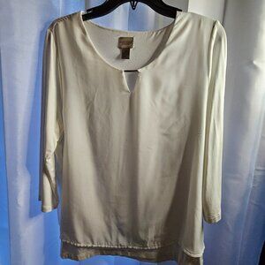 Easywear by Chico's Women's Flowy White Blouse Size 2 (Large/12) - Callout